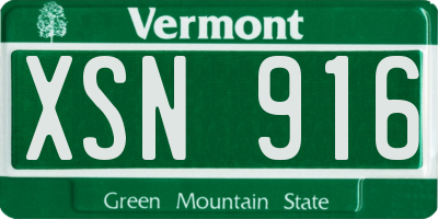 VT license plate XSN916