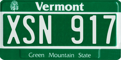 VT license plate XSN917