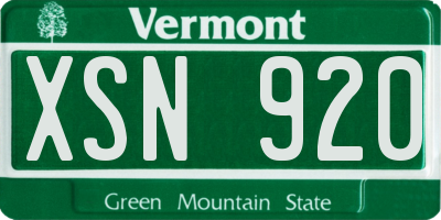 VT license plate XSN920