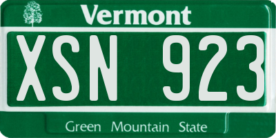 VT license plate XSN923