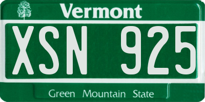 VT license plate XSN925