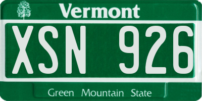 VT license plate XSN926