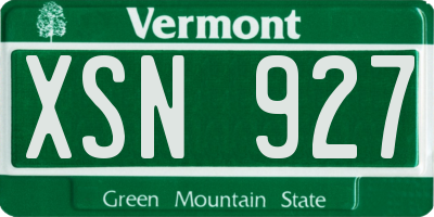VT license plate XSN927