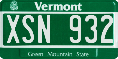 VT license plate XSN932