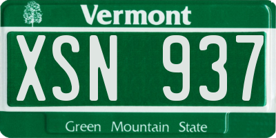 VT license plate XSN937