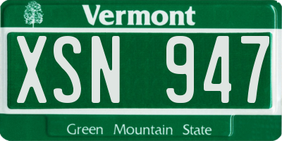 VT license plate XSN947