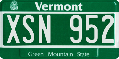 VT license plate XSN952