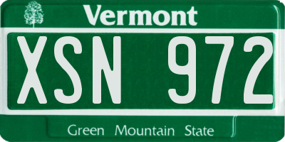 VT license plate XSN972