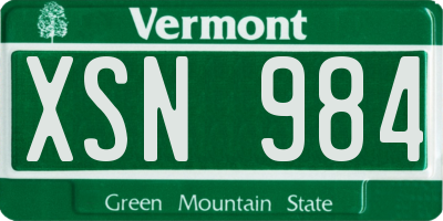 VT license plate XSN984