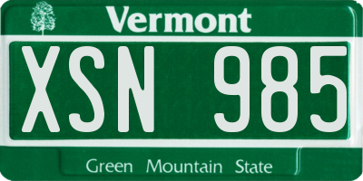 VT license plate XSN985
