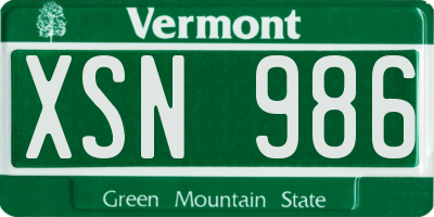 VT license plate XSN986
