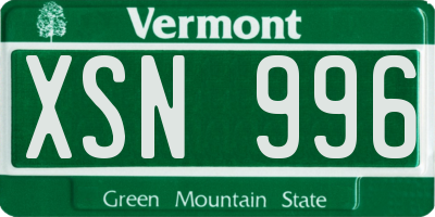 VT license plate XSN996