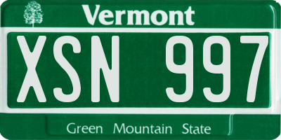 VT license plate XSN997