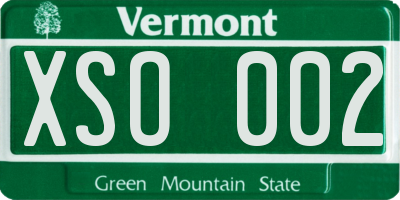 VT license plate XSO002