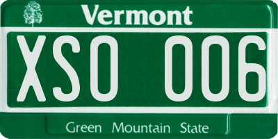 VT license plate XSO006