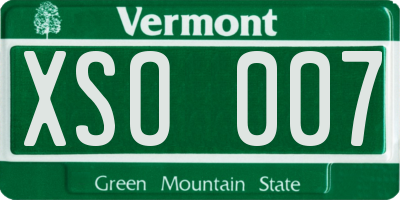 VT license plate XSO007