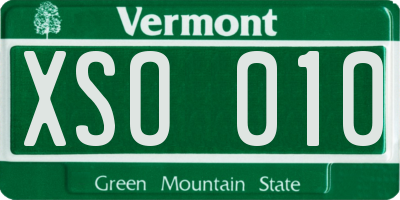VT license plate XSO010