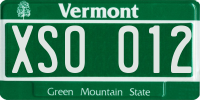 VT license plate XSO012