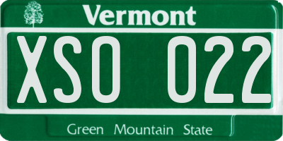 VT license plate XSO022