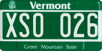 VT license plate XSO026
