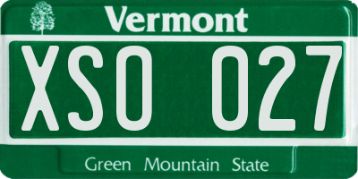 VT license plate XSO027