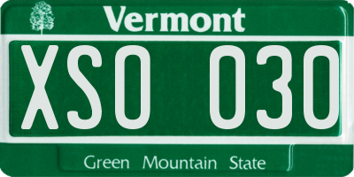 VT license plate XSO030