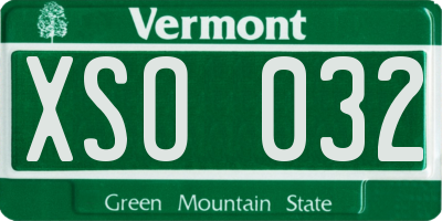 VT license plate XSO032