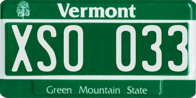 VT license plate XSO033
