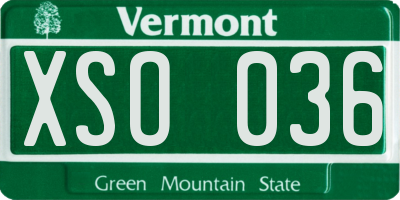 VT license plate XSO036