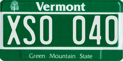 VT license plate XSO040