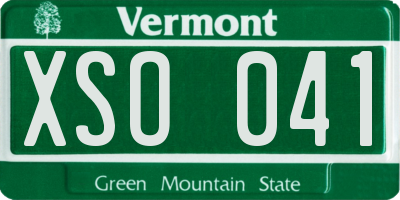 VT license plate XSO041