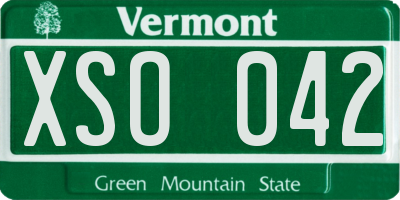 VT license plate XSO042