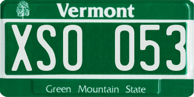 VT license plate XSO053