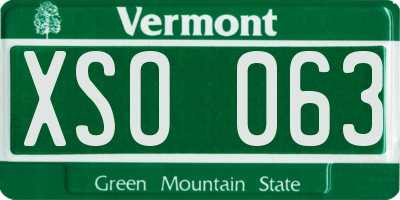 VT license plate XSO063