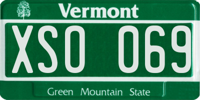 VT license plate XSO069