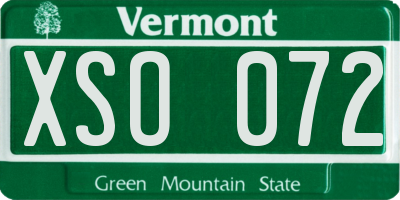 VT license plate XSO072
