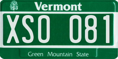 VT license plate XSO081