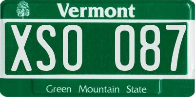 VT license plate XSO087
