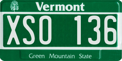 VT license plate XSO136