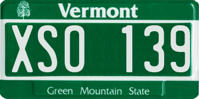 VT license plate XSO139