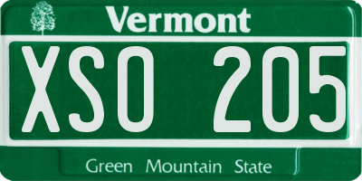 VT license plate XSO205