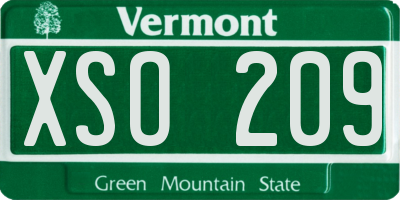 VT license plate XSO209