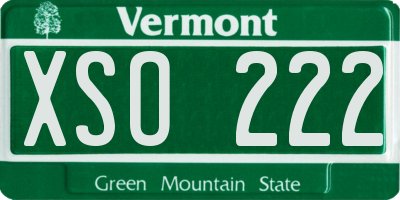 VT license plate XSO222