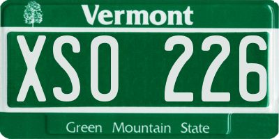 VT license plate XSO226