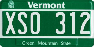 VT license plate XSO312
