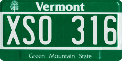 VT license plate XSO316