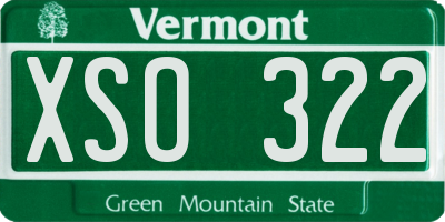 VT license plate XSO322