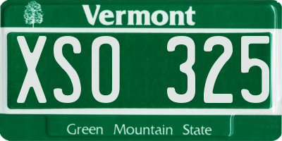 VT license plate XSO325