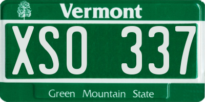 VT license plate XSO337