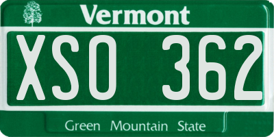 VT license plate XSO362